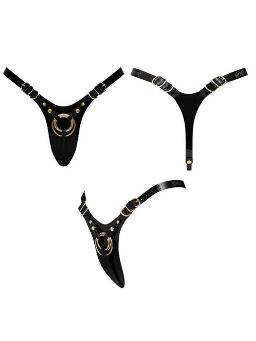 STRAP-ON-ME Трусики для страпона Leatherette Harness Fabulous OS, черный, фото 2