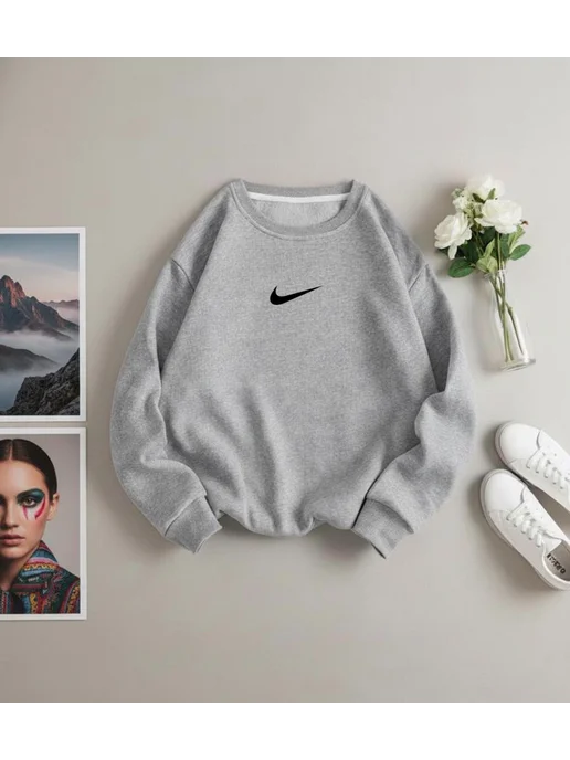 Shop M.A. Свитшот оверсайз без начеса, серый