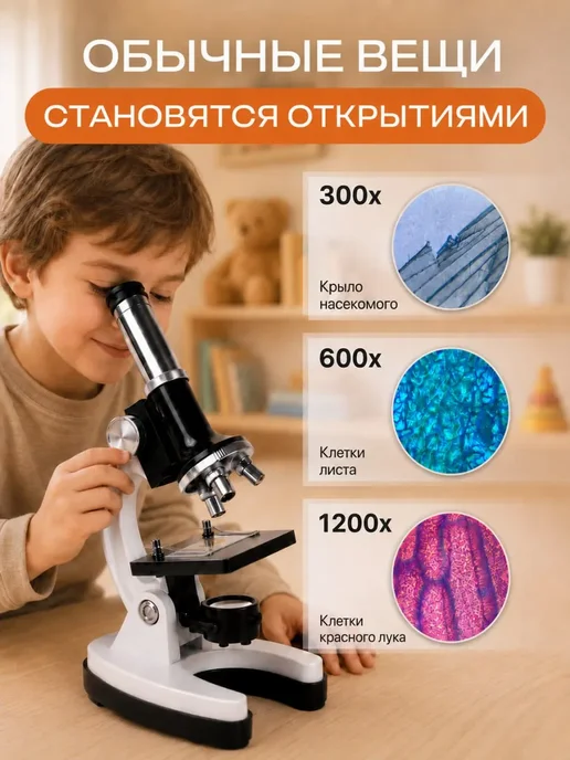 Griplex Микроскоп школьный с образцами в кейсе L8, черный, фото 3