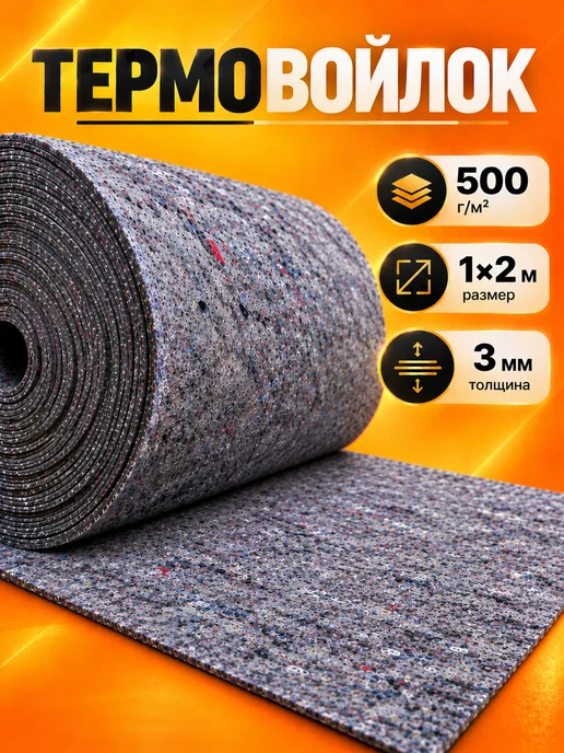 Термовойлок для теплоизоляции 1м x 2м, 2 м, 1 м