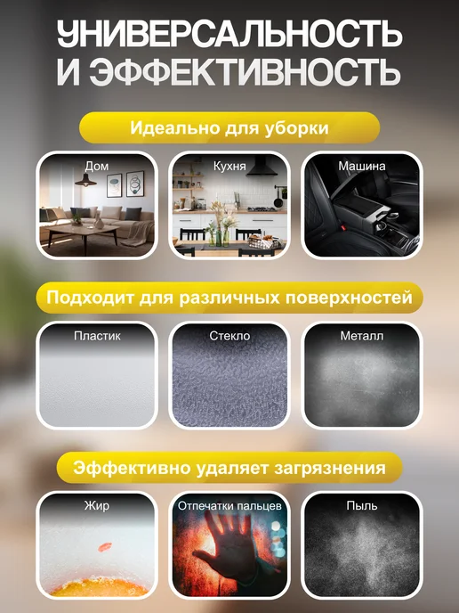 Салфетка для уборки из микрофибры, желтый, фото 3