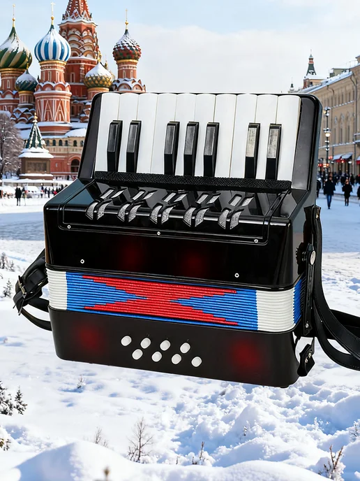 Милый детский аккордеон с ярким дизайном, черный