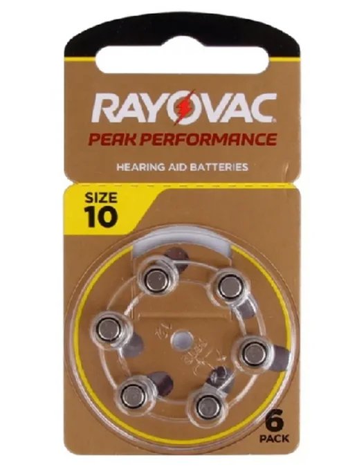 RAYOVAC Батарейки ZA10 для слуховых аппаратов PEAK, 6шт, 6 шт