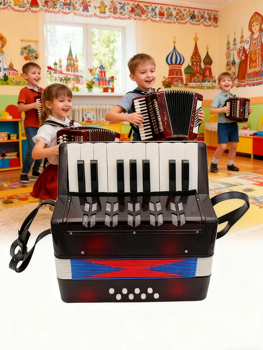 Детский аккордеон для музыкального воспитания 3-12 лет, черный, фото 3