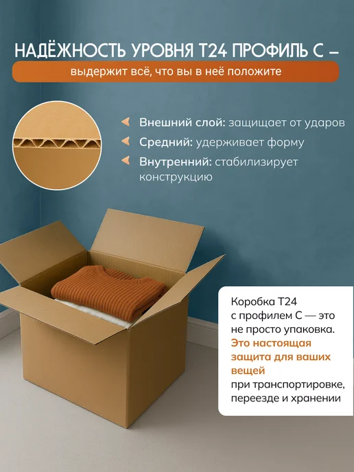 Палитра Уюта Коробки картонные для переезда и упаковки 10 шт, 10 шт, фото 2