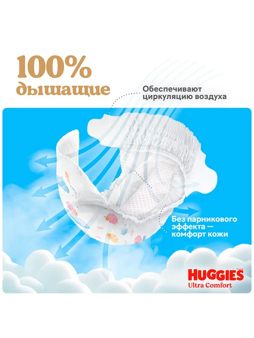 HUGGIES Подгузники Ultra Comfort 5 (12-22кг) 56шт Для девочек, 1222 кг, 56 шт, фото 4