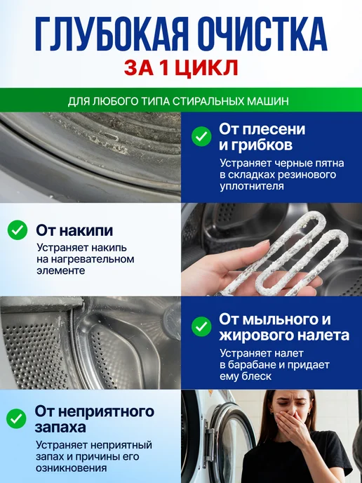 KikiBeauty Home Очиститель для стиральных и посудомоечных машин в таблетках, синий, фото 2