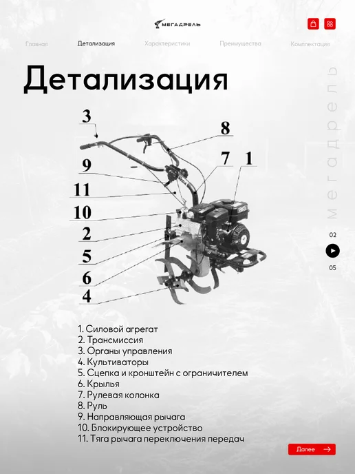 КАДВИ Мотоблок Ока МБ-1Д2М13, двигатель LIFAN KP230 8 л.с, 8 л, фото 3