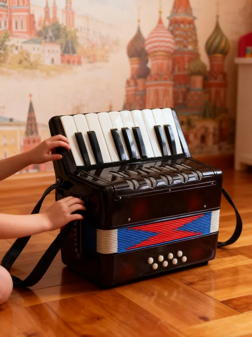 Детский аккордеон для музыки, черный, фото 6
