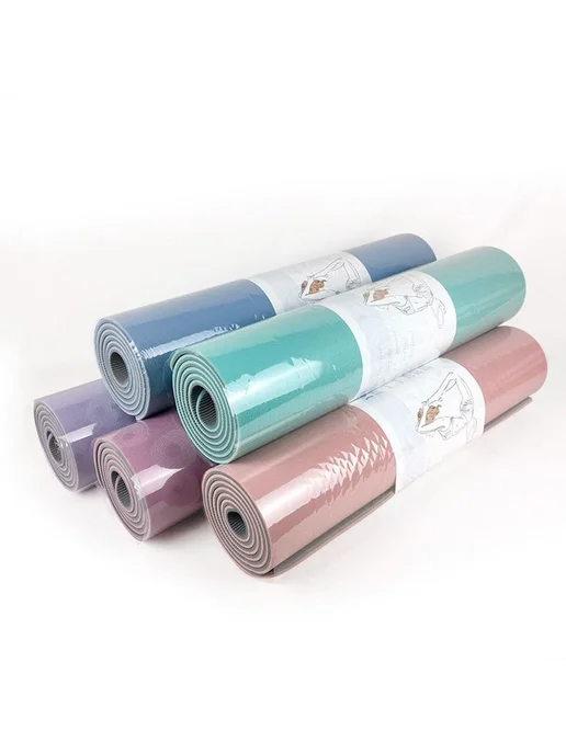 Коврик для йоги Дымка синий 183cm, синий, фото 5
