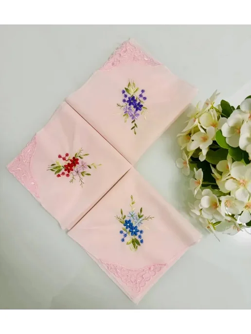 Pastel_lux Набор носовых платков 2 шт 43х43 см хлопок карманные, 27x27 см, 3 шт, фото 2