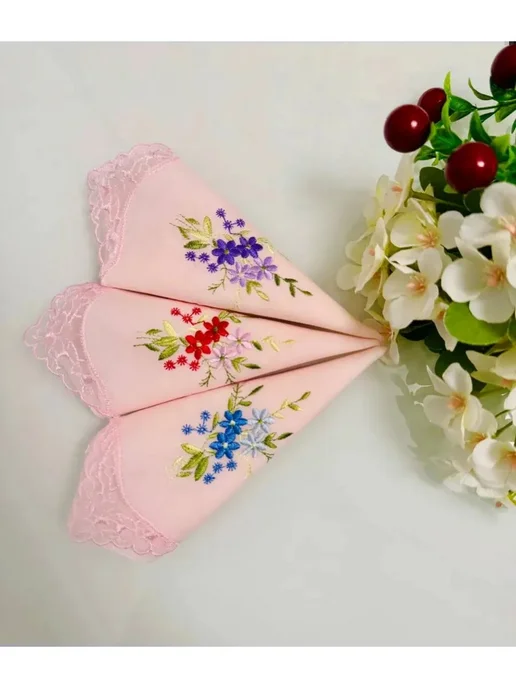 Pastel_lux Набор носовых платков 2 шт 43х43 см хлопок карманные, 27x27 см, 3 шт, фото 3