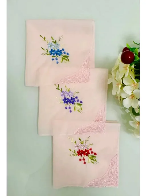 Pastel_lux Набор носовых платков 2 шт 43х43 см хлопок карманные, 27x27 см, 3 шт, фото 4