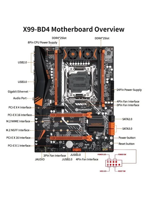 Huananzhi Материнская плата X99 QD4 xeon E5 2667V4 комплект 16Gb, 32 ГБ, в упаковке 1,8 кг, фото 8