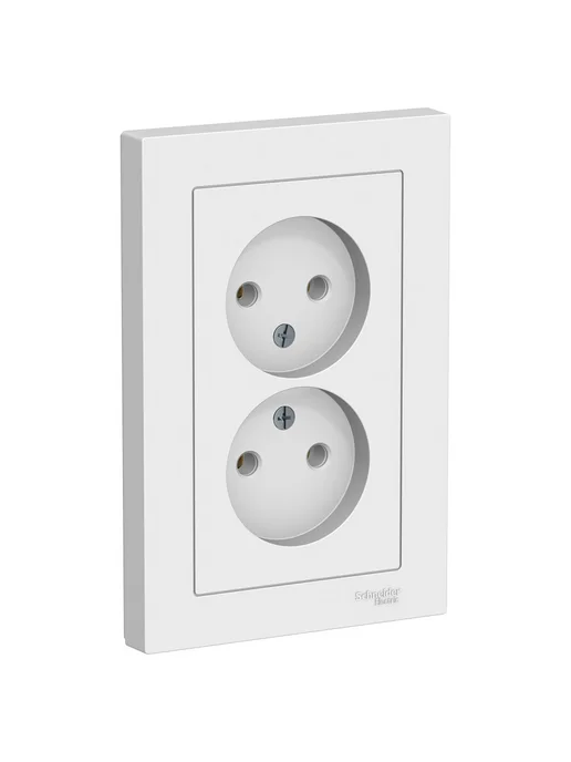 Systeme Electric Розетка двойная без заземления белая матовая, белый, фото 2