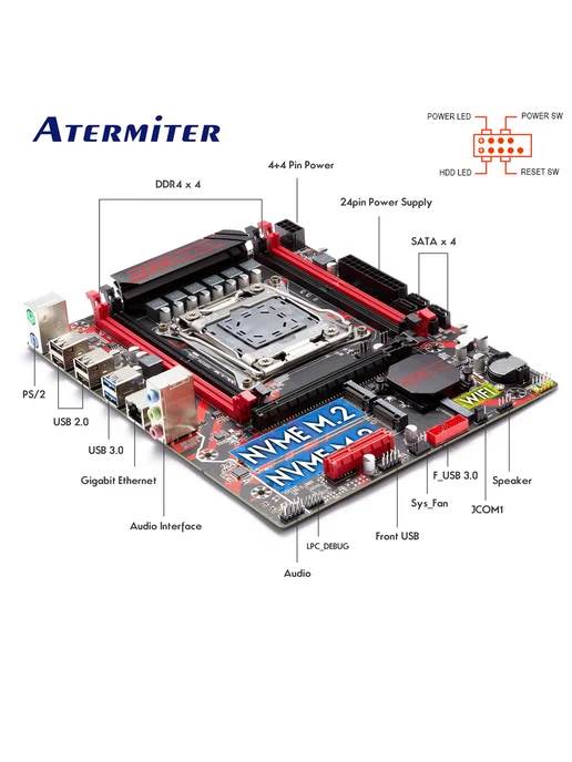 Atermiter X99 Материнская плата комплект,xeon E5 2640V4,ddr4 16Gb, 32 ГБ, фото 7