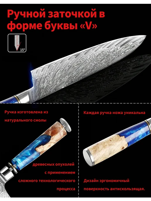 HZYLYML Японский кухонный шеф‑нож, синий, фото 6
