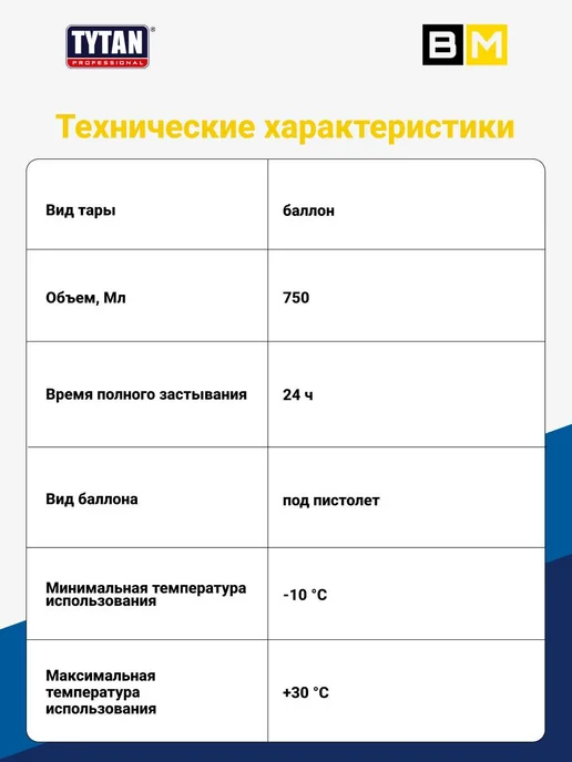 Tytan professional Профессиональная Монтажная Пена, Зимняя,750 мл,1шт, 750 мл, 2 шт, фото 3