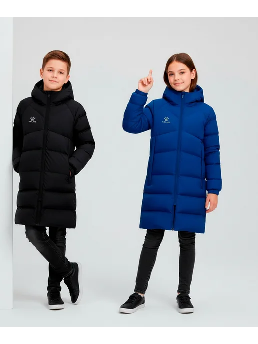 KELME Пуховик детский Long Down Jacket Jr, синий, фото 4