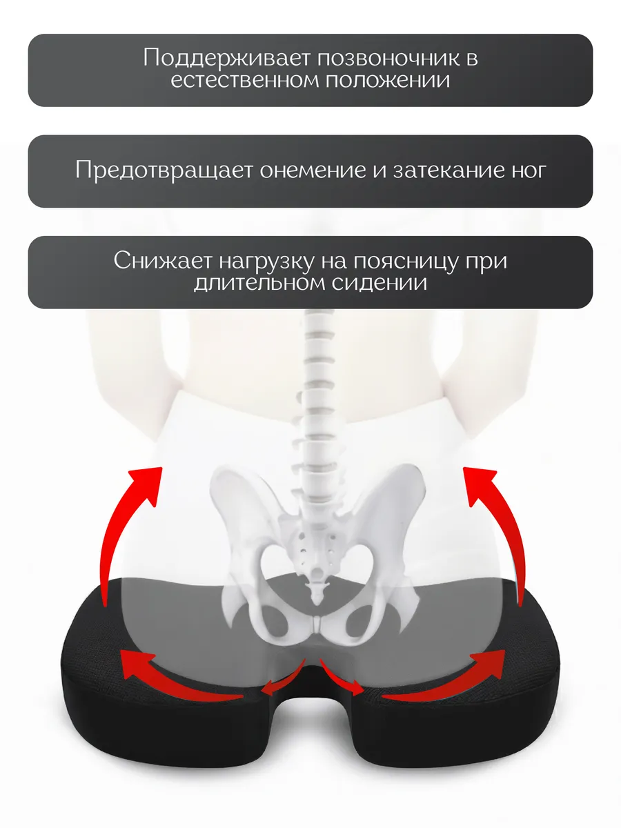 Анатомическая подушка для сидения с эффектом памяти фото 4