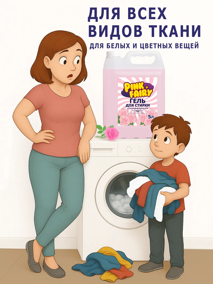 Гель для стирки Pink Fairy 5л аромат роза фото 2