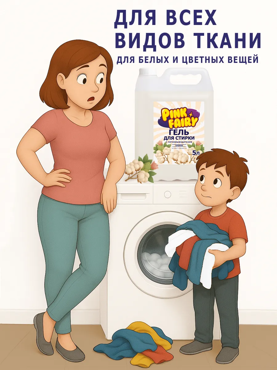 Гель для стирки Pink Fairy 5л хлопок фото 2