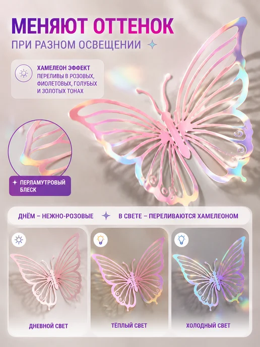 DaMaNi бабочки интерьерные наклейки для декора стен хамелеон 3D, зеленый, фото 4