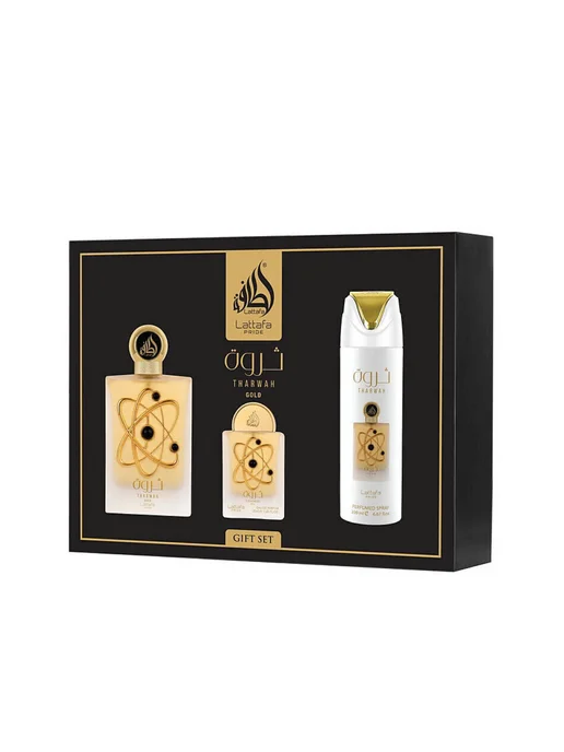 Lattafa perfumes Подарочный набор парфюмерной воды Tharwah Gold, золотой