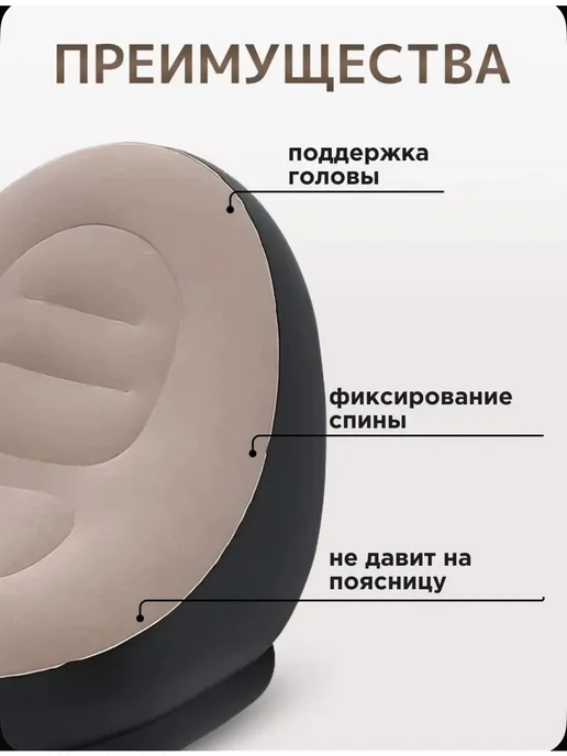 Надувное кресло с пуфиком для дома, дачи и природы, синий, фото 4