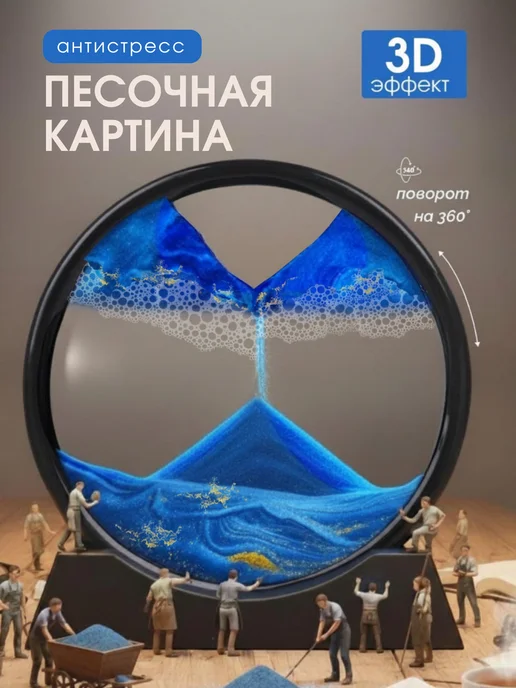 Песочная картина антистресс подарок любимой, синий
