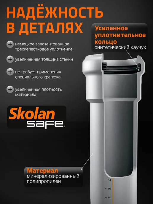 Ostendorf Труба SKEM 58*250, для бесшумной канализации, Skolan dB, 58x250, фото 5