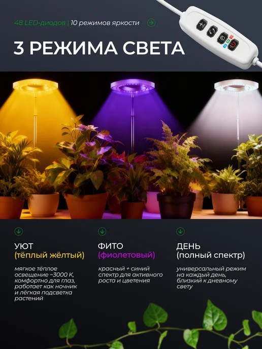Комфорт Вейв Фитолампа для растений и цветов полного спектра, вариант, фото 4