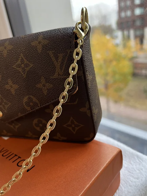 LOUIS VUITTON Сумка клатч c цепью Луи Виттон, красный, фото 6