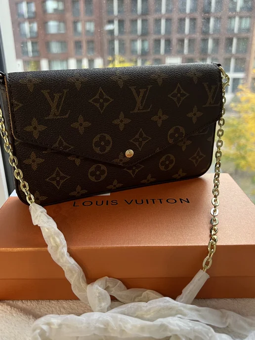 LOUIS VUITTON Сумка клатч c цепью Луи Виттон, желтый, фото 6