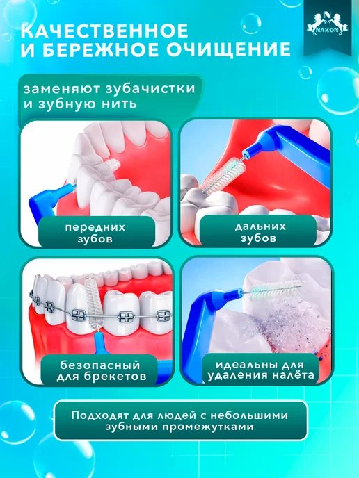 Nakon Ершики для зубов и брекетов межзубные набор, вариант, фото 2