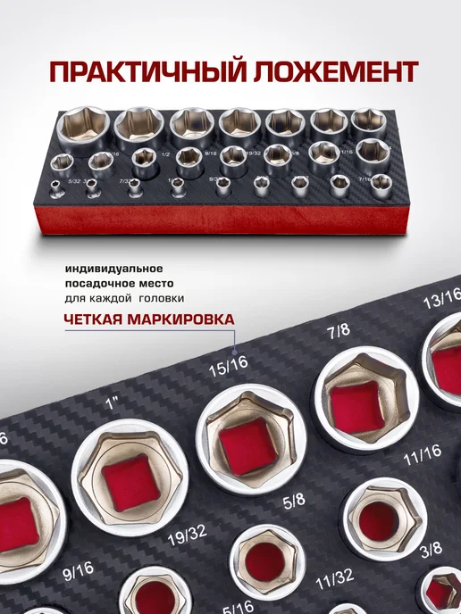 YATAFORCE Набор торцевых 6-гр. головок, 25 штук, синий, фото 3