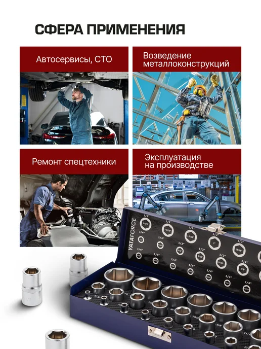 YATAFORCE Набор торцевых 6-гр. головок, 25 штук, синий, фото 5