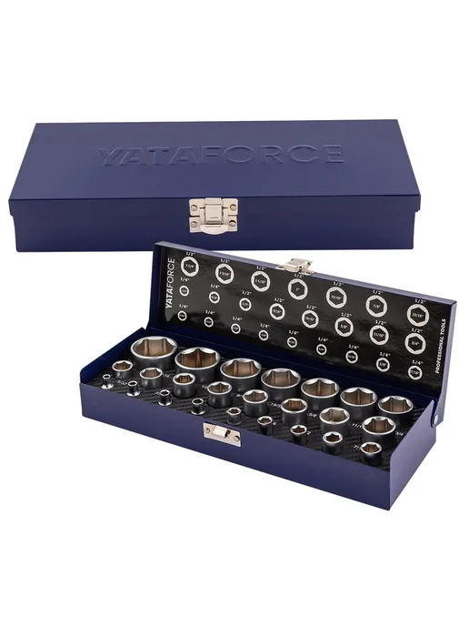 YATAFORCE Набор торцевых 6-гр. головок, 25 штук, синий, фото 7