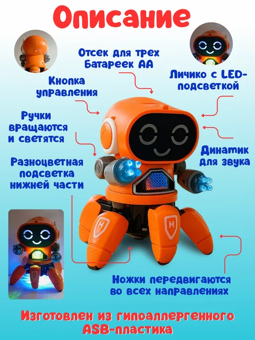 Робот-танцор, синий, фото 3