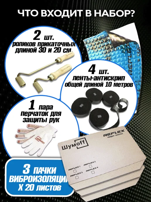 Шумофф Виброизоляция автомобиля, шумоизоляция Рефлекс 3, 60л, 60 л, фото 2