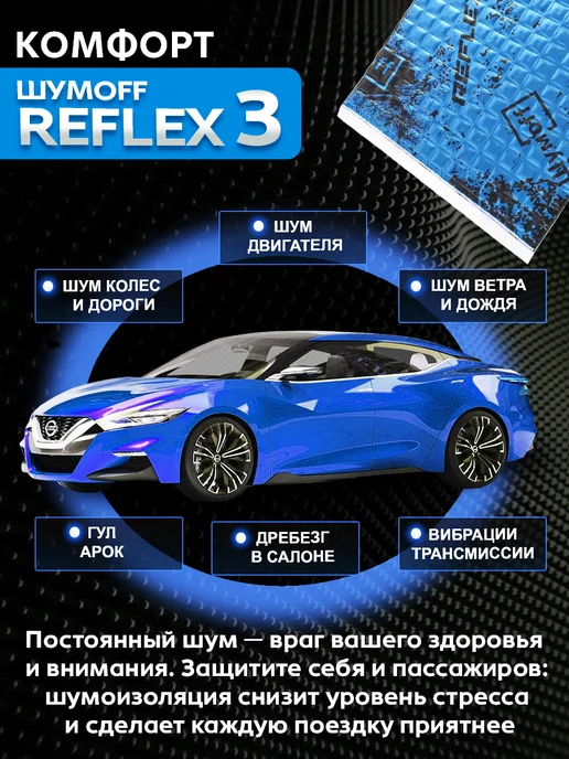 Шумофф Виброизоляция автомобиля, шумоизоляция Рефлекс 3, 60л, 60 л, фото 6