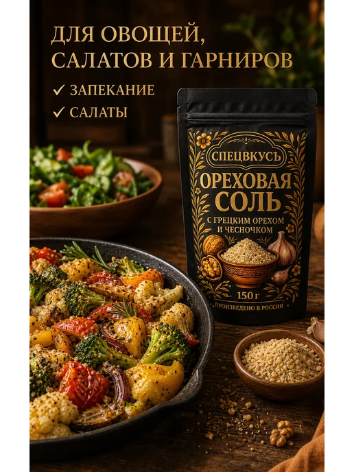 Спецвкусъ Соль ореховая чесночная пищевая вкусная специя 150 г, 150 г, фото 5