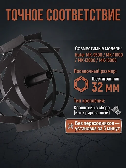 Грунтозацеп для культиватора шестигранник GMC-9.0 — фото 2