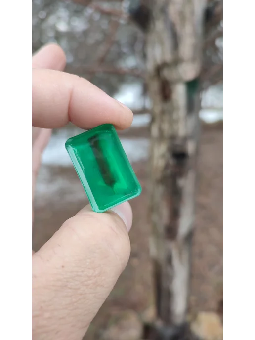 Скандинавская руна изумрудная Беркана с осиновым колышком, белый, фото 3