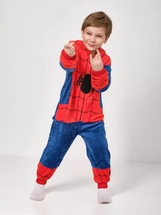 Кигуруми пижама Человек-паук Spider-Man, синий, фото 7