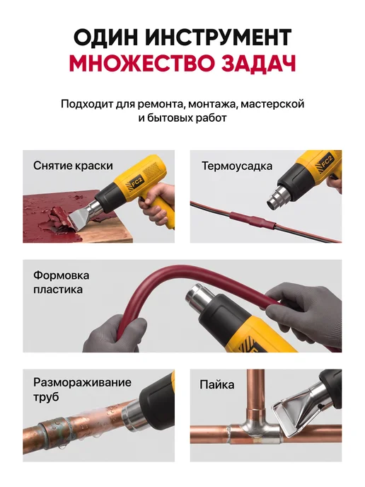 Оригинальный⠀товар Строительный фен с регулировкой температуры электрический, вариант, фото 5
