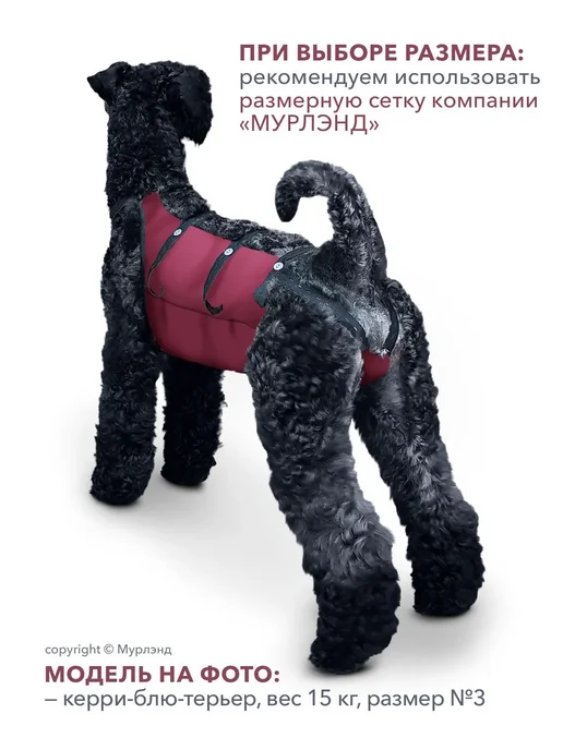 МУРЛЭНД Попона послеоперационная прогулочная для собак мелких №1, красный, фото 3