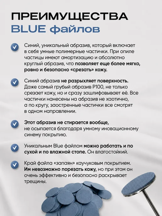 LET'SPIN Сменные файлы BLUE для педикюра M, 100, синий, фото 4
