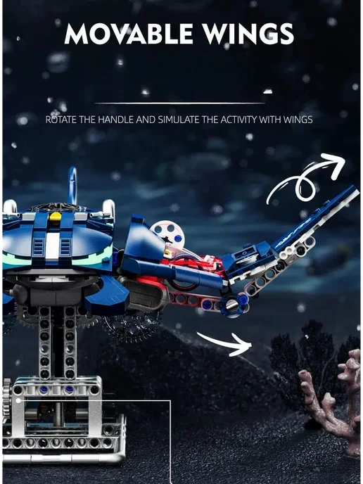 LEGO. Конструктор Техник Механический манта-скат 996 деталей, синий, фото 4