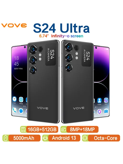 Смартфон VOVE S24ultra 16/512 ГБ, черный
